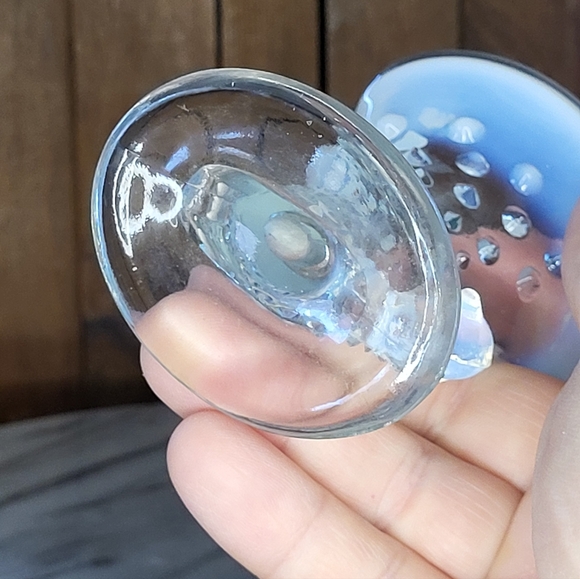 Fenton Blue and Clear Glass Vase - Picture 12 of 12